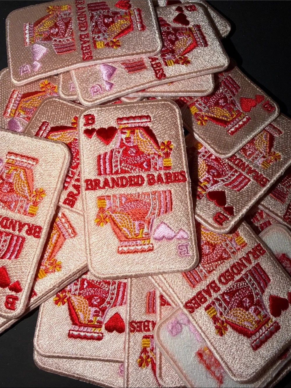 Custom Pink Queen of Hearts Embroidered Patch